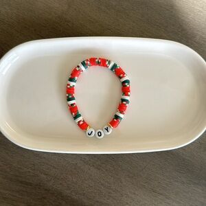 “Joy” Christmas Handmade Beaded Bracelet- Size 6”